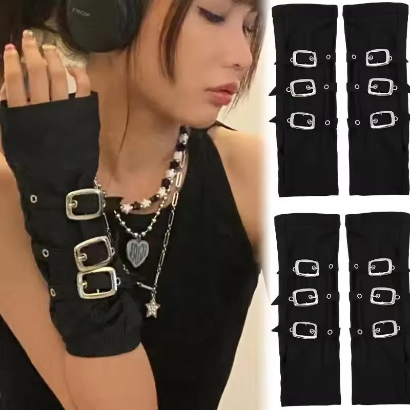 Металлические длинные перчатки без пальцев в стиле хип-хоп для женских ролевых сценических выступлений, эластичные, регулируемые, персонализированные перчатки