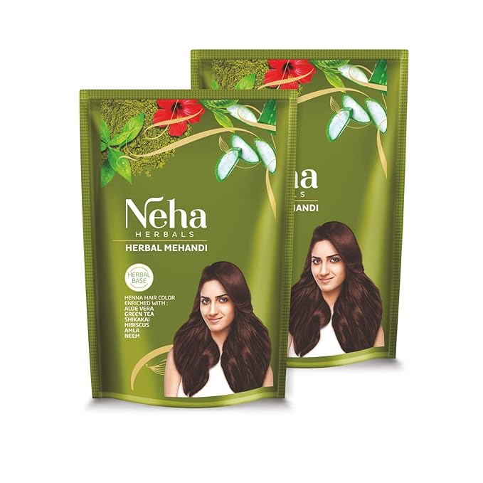 Neha Herbals Mehandi - 140G (Pack of 2), Natural Henna Powder for Hair Growth Mehendi Powder for Hair Color