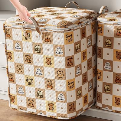 Сумка для хранения одежды с рисунком из мультфильма, с ручкой, нетканый чехол для одеяла с принтом медведя, большая вместимость, пылезащитная упаковочная сумка