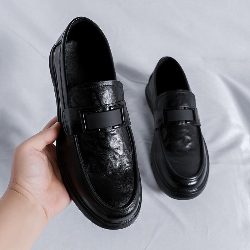 Кожаные туфли мужские кожаные на платформе деловые повседневные мягкие кожаные дышащие туфли с одной педалью Doudou Hand Grab коричневые 4733-R