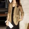 Thin Spring Summer Long Blazer Solid Temperament Formal Cardigan Button Pockets Simplicity Premium Women's Elegant