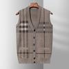 Men's Sweater Cardigan Vest Sleeveless Knit Vest Autumn and Winter New Casual Fashion Jacquard V-neck Bottoming Shirt