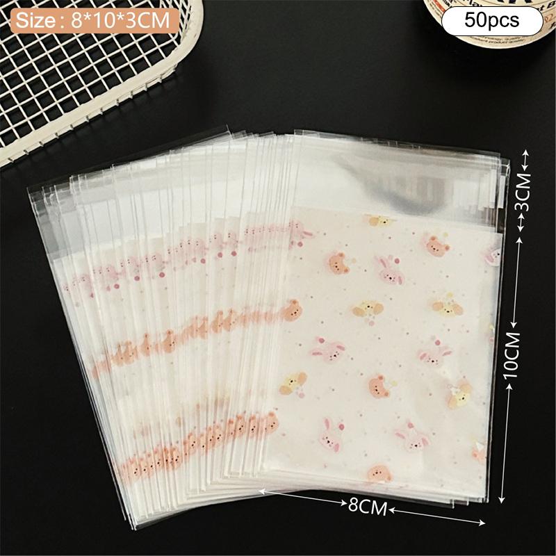 50 шт. милые мультяшные многоразовые пакеты самоклеящиеся креативные пакеты для печенья маленькие пакеты для конфет пакеты для закусок подарочная упаковка пакет