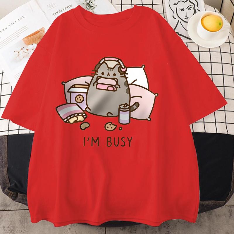 Новый Извините, я занят Кот играет в игры в наушниках Мужская Женская Футболка Высокое Качество Брендовая Одежда Свободные Футболки Топы Пара