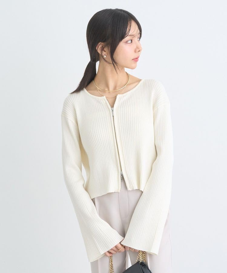 Музыка Кардиган на двойной молнии Вязаный Айвори [Земля и Экология], Кардиган, Женский, 01000040000,