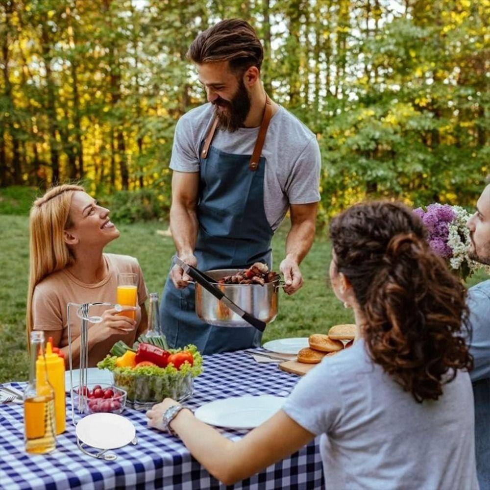 Detachable BBQ Skewer Set Stainless Steel Barbecue Fork Holder Hanger Skewer Stand  Party