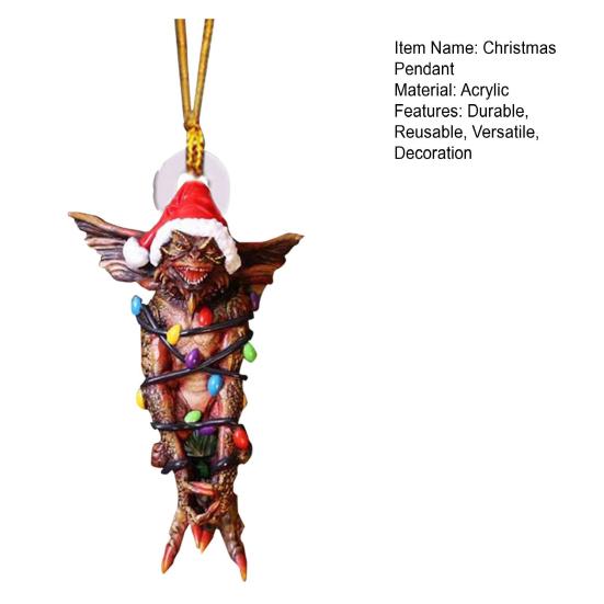 Рождественский кулон, мультяшный акриловый рождественский елочный орнамент, праздничное подвесное украшение с ремешком