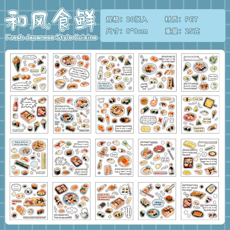20sheets Kawaii Japanese Cuisine Style Die Cut Sticker Book DIY Diary Phone Case Scrapbook Cute Stationery Stickers
