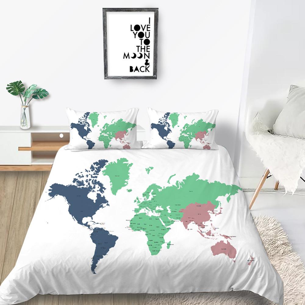 Новая мода Мода Стиль Duver Чехол Набор Уникальный Дизайн Пододеяльник Набор Мальчиков Подростков King Queen Size Роскошные Постельные Принадлежности Костюм Карта Постельные Наборы