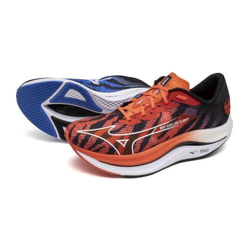 Mizuno Wave Rebellion Flash 2 Running Shoes, Jogging, Marathon, Training, Sports, Lightweight, Resilient, Thick Sole, Akaoni x Aooni, Size 22.5 cm, 2E