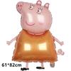 Peppa Pig Balloon Family Pink George Happy Birthday Banner Party Decoration Cake Topper Disposable Tableware Stickers Background