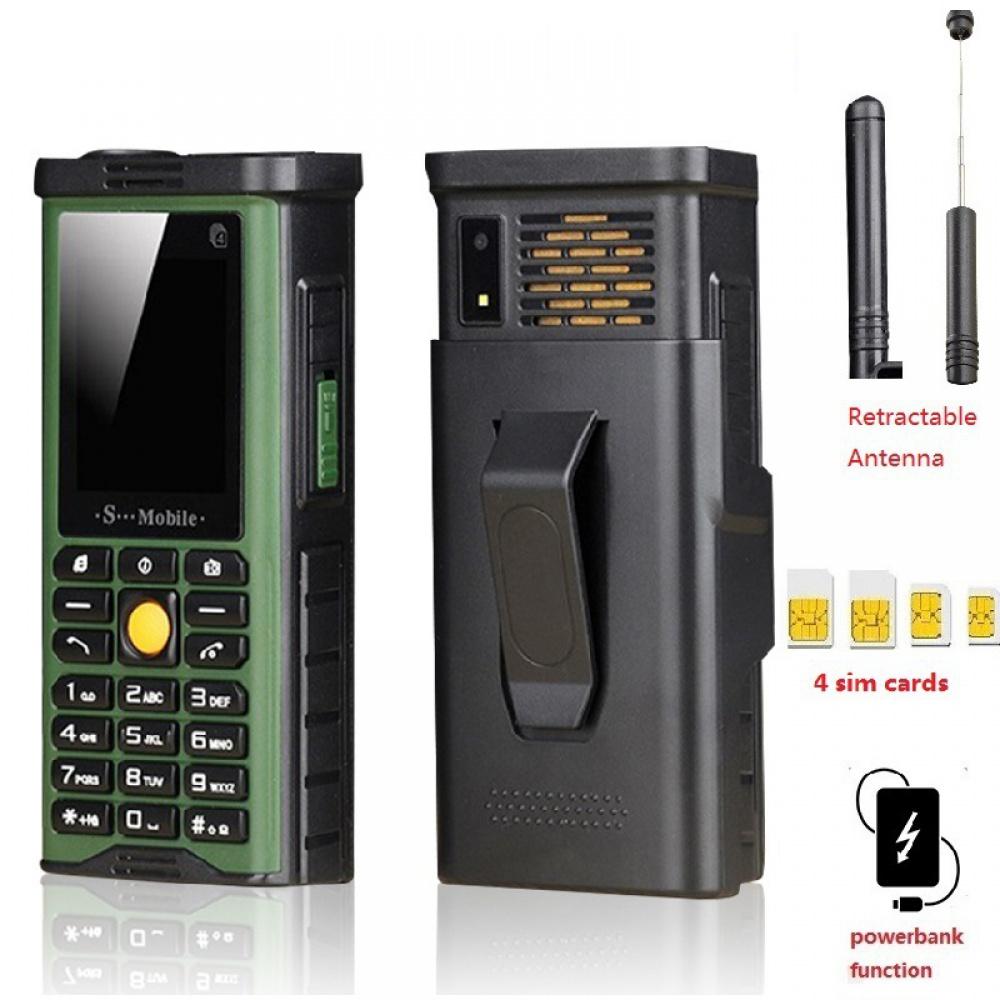 Outdoor Long-lasting Battery four-Sim Four-standby Mobile Phone Pull-up Antenna Signal Strong Button Function Machine