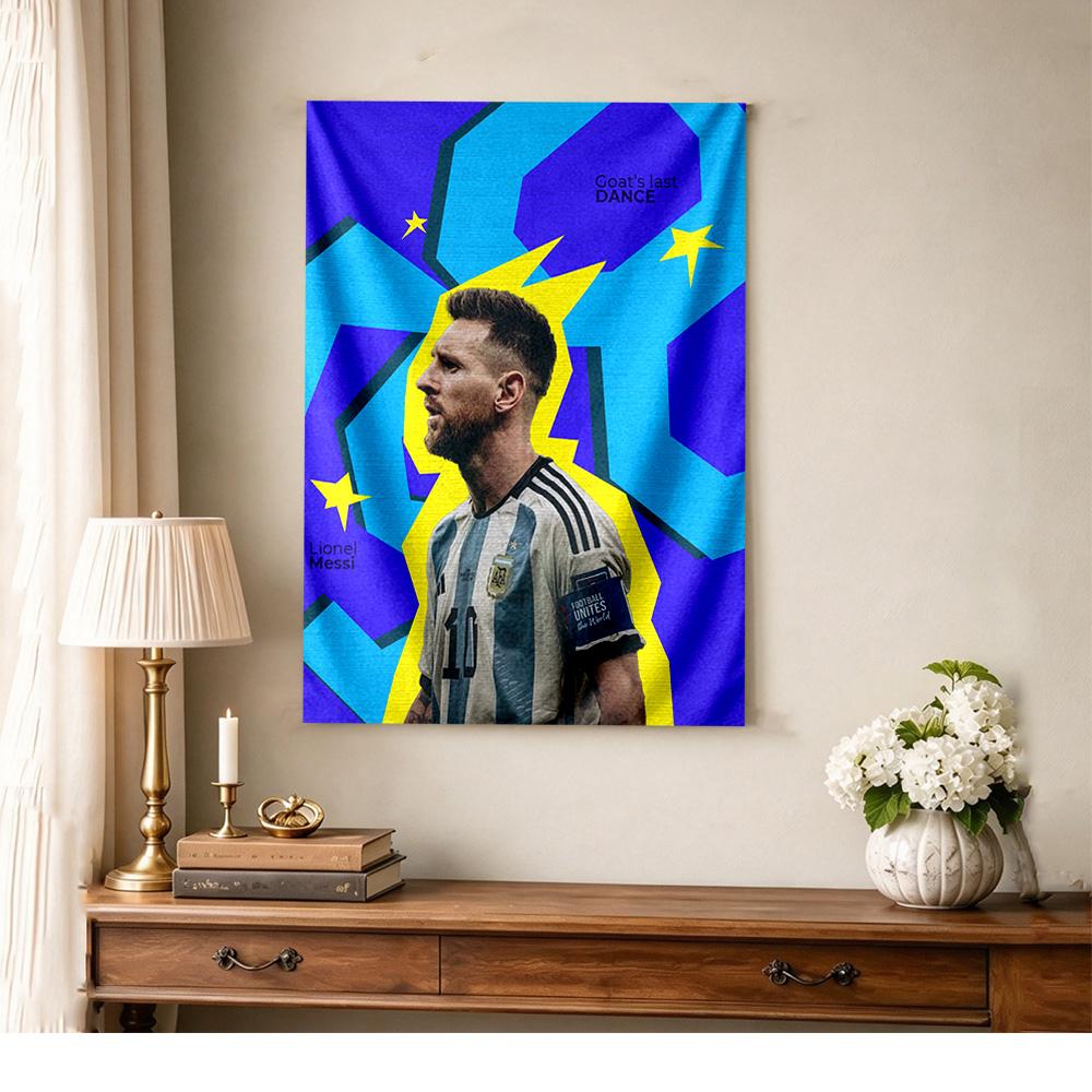 Football Messi Boho Wall Tapestry Cozy Warm Ideal for Studio Wall Living Room Dorm Wall All Season Exotic Pattern Gift for New Home