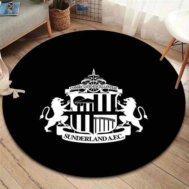 Sunderland Association Football Club Round Area Rug,Carpet Rug for Living Room Bedroom Sofa Playroom Decor,Non-slip Floor Mat