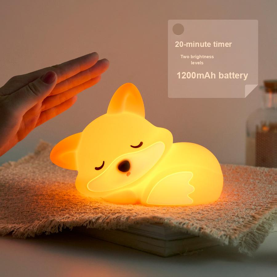 Новый ночник с USB-зарядкой в виде лисички, атмосферообразующая лампа для спальни, прикроватная лампа, креативный мультяшный ночник