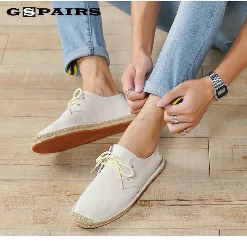2024 Мужская повседневная парусиновая конопляная стелька Fisherman Light Shoes Ethnology Style Men Espadrille Flats Shoes Летняя повседневная обувь Обувь для вождения