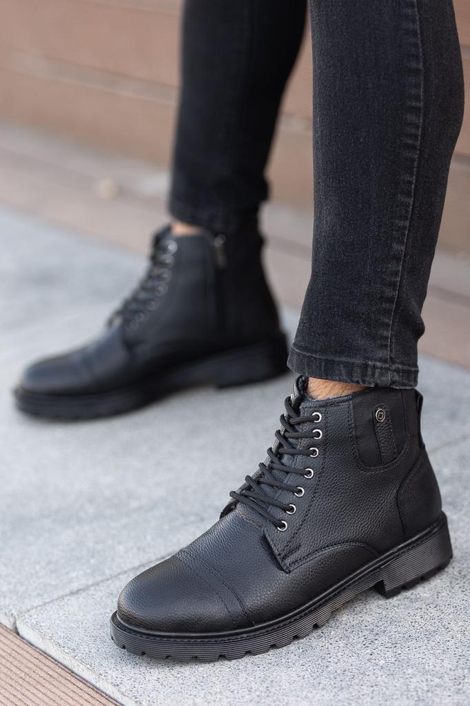 Men's Fashion Woolen Flat Heeled Booties Bootie Kelvin Winter Furry Zippered Lace Up Kelvin Boots Shoes