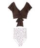 Swimwear Bikini Set Resort X PEACH JOHN Body Ruffled Wire Bikini Brown White [San-ai Paradise] [San-ai Collaboration] [Nice Swimwear] 55-53-4-1033