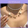 Bohemian Starfish Shell Bead Necklace With Layered Chain For Women