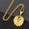 New Fashion Animal Rhinestone Crown Lion Head Hanging Necklace  Luminous Necklace Mengold-Plated Punk Party Pendant Necklace