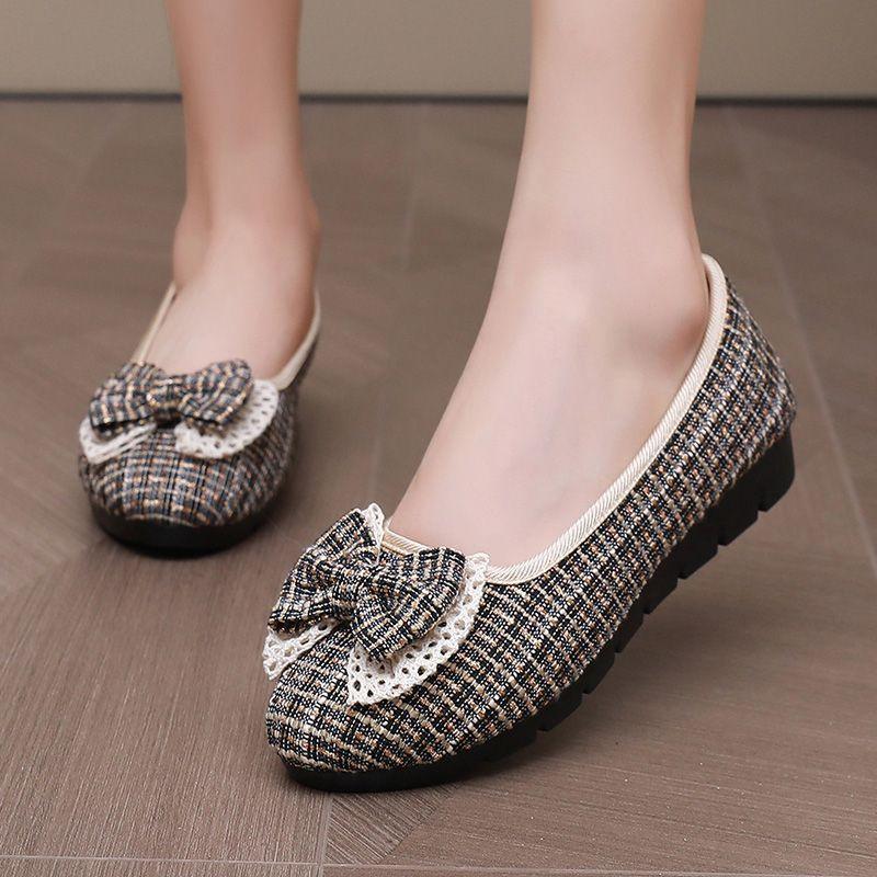 Летние новые туфли из ткани Old Beijing для женщин и мам, дышащие туфли на плоской подошве для женщин среднего возраста