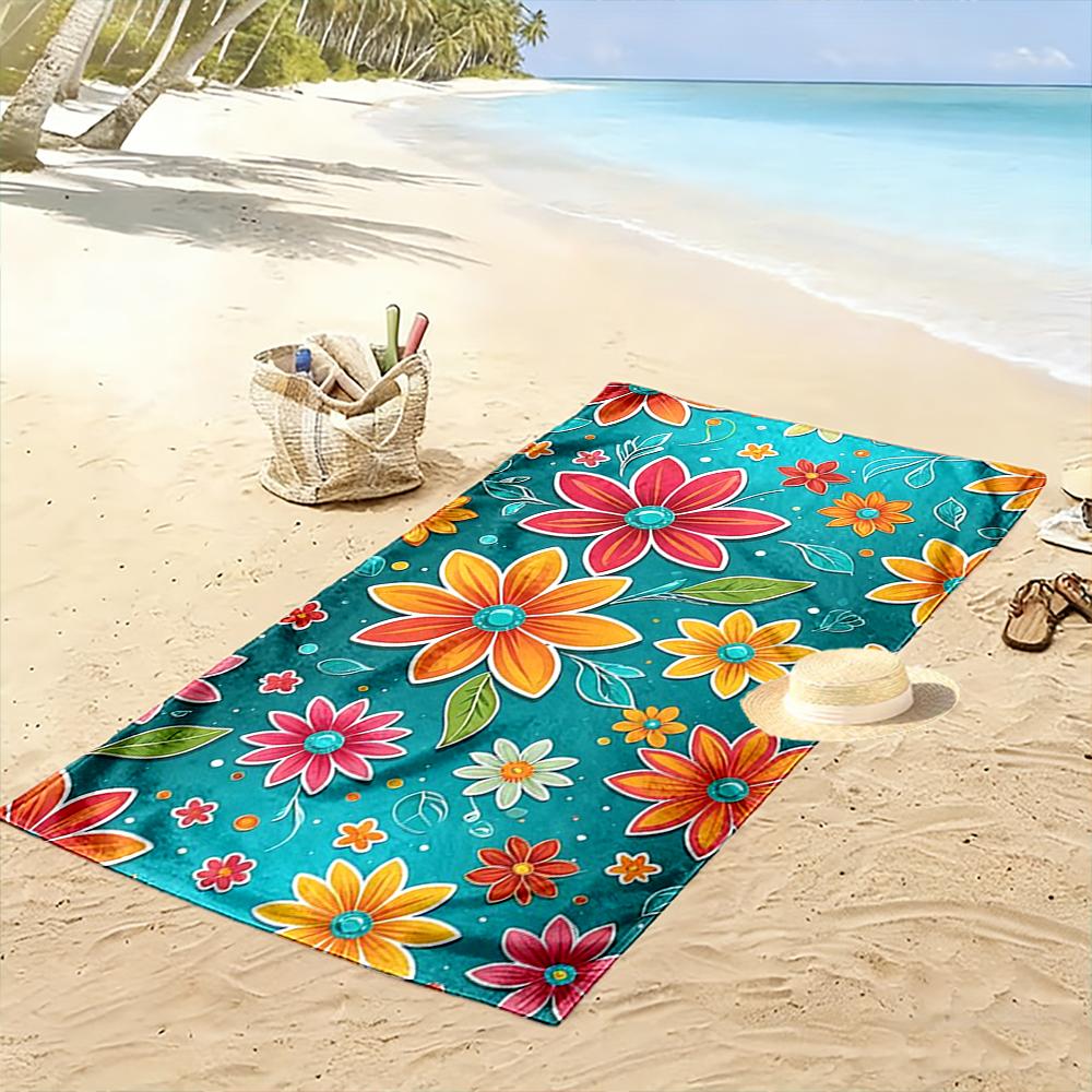 Colorful Floral Pattern Design Beach towel quick-drying for travel outdoor sports jogging beach and swimming