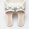 Fashion Metal Belt Buckle Decoration Women's Slippers Summer Lightweight Non-slip Slide Sandals Comfortable Peep Toe Beach Flat Sandals