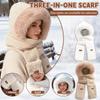Women's Scarf Hat Set, Winter Scarf, Windproof, Fleece-Lined, Cute Hat Scarf, Gloves