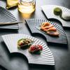 Ceramic Frosted Fan Plate Japanese Sushi Plate Dinner Set Plates and Dishes Ceramic Tableware Kitchen Bar Supplies