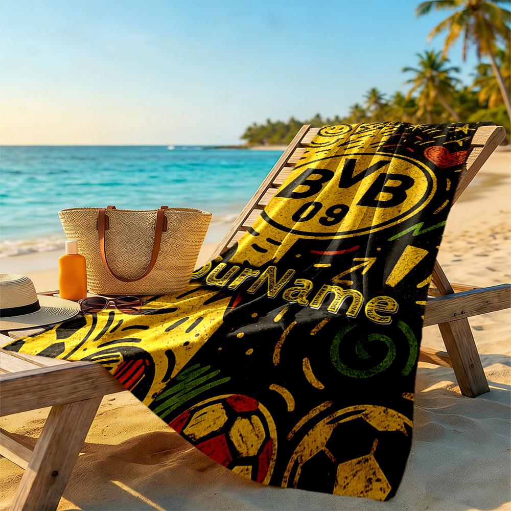 Borussia Dortmund Personalized Name Beach Towel High Absorbency & Quick-Dry Portable for SwimmingBeachCamping Travel Beach AccessoriesGym