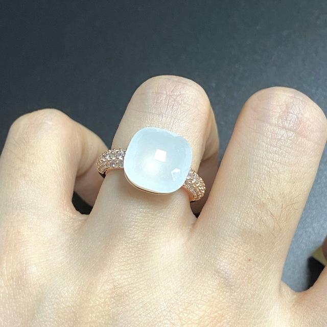 12.6x6 мм классическое кольцо в стиле конфет, кольцо с плоским натуральным розовым кристаллом из циркония для женщин, свадебная вечеринка, модные ювелирные изделия, подарок