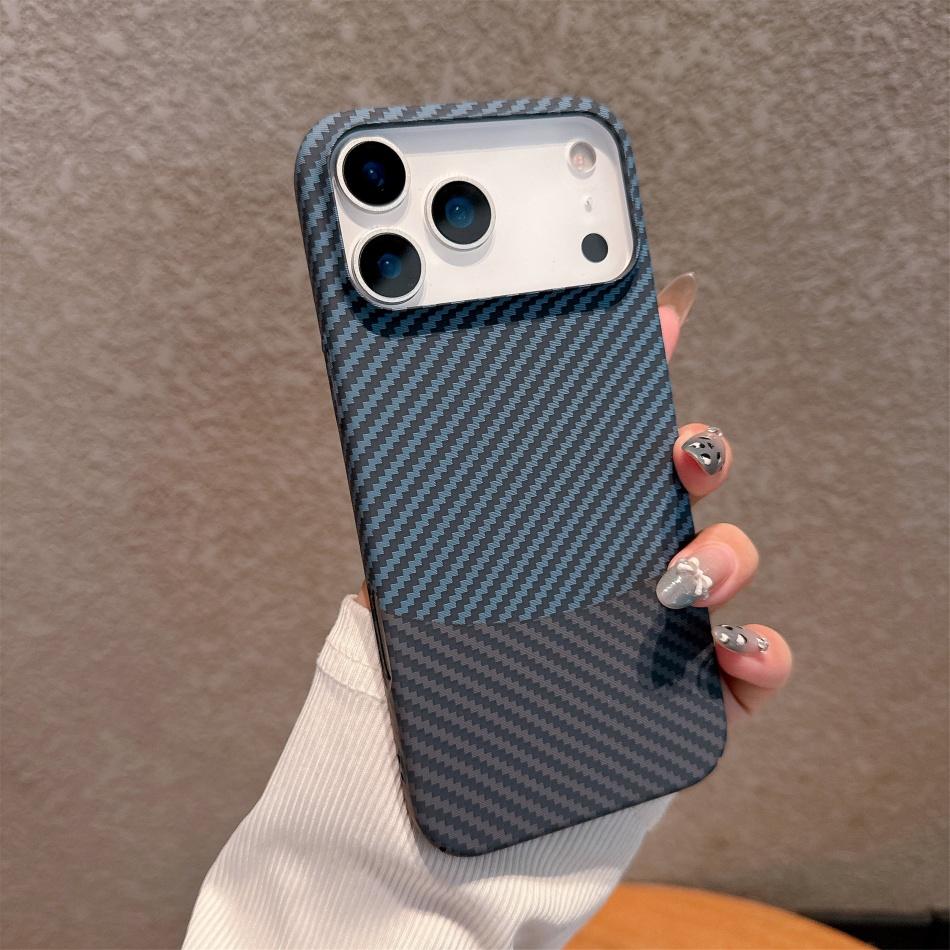 Текстура Кевлар Жесткий Пластиковый Чехол для Телефона для iPhone 11 12 13 14 15 16 17 Air Pro Max Plus Чехол из Углеродного Волокна Ударопрочная Защитная Крышка Fundas