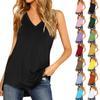 Women's Summer Casual V-Neck Solid Color Sleeveless Loose T-Shirt Tank Tops