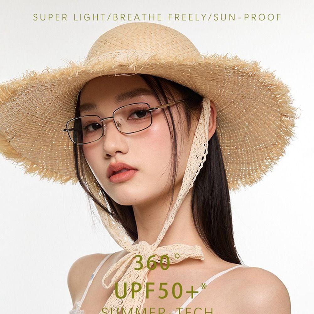 Ribbon Lafite Straw Hat UV Protection Sun Protection Cap Simple Outdoor Visor Cap Summer