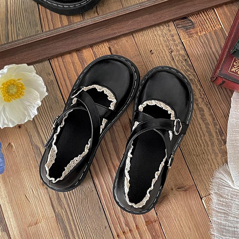 Туфли Mary Jane на толстой подошве в стиле ретро, женские, весна-осень 2025, юбка, черные, французские, универсальные, легкие, одинарные туфли