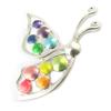 [P0734] - Multicolored Silver 'Imaginary Butterfly' Designer Brooch
