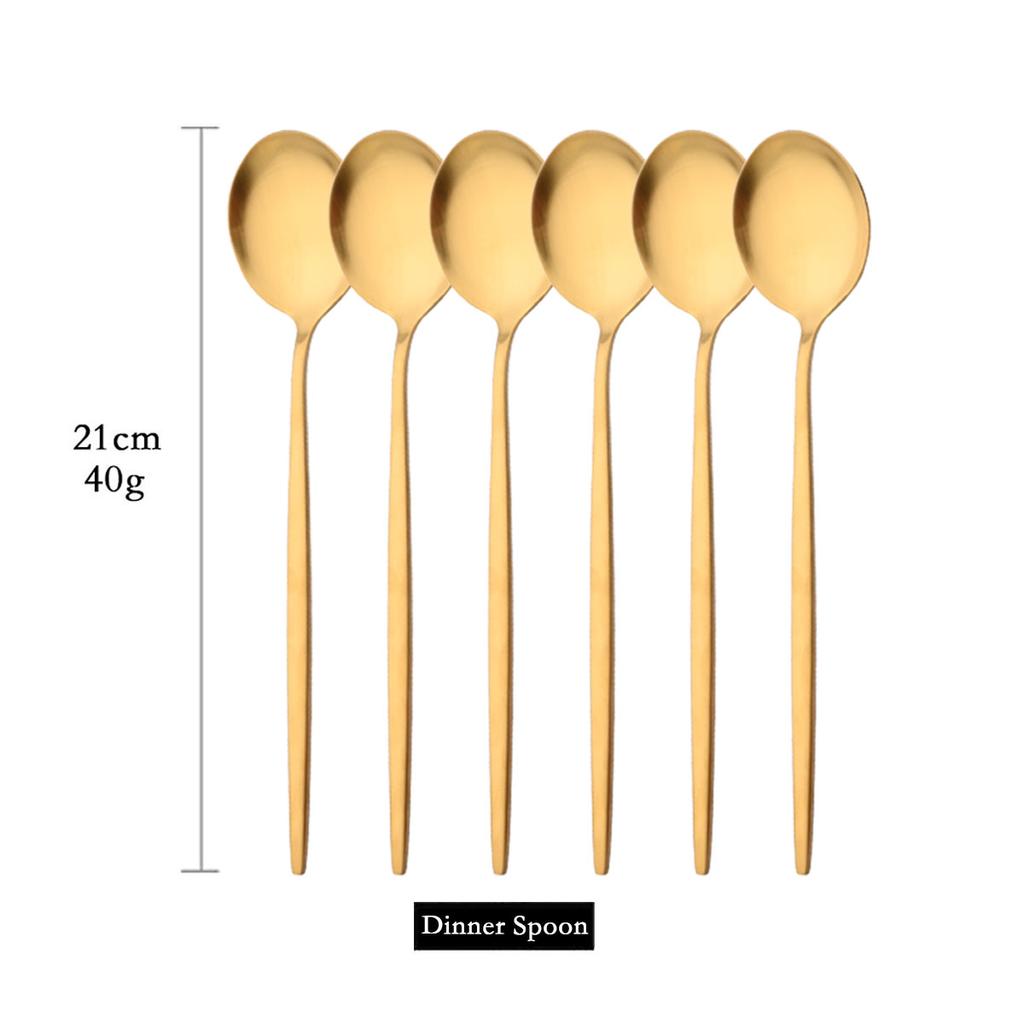 6pcs Gold Matte Cutlery Set Stainless Steel Dinnerware Flatware Kitchen Butter Knife Dessert Fork Spoon Set Silverware Tableware Set