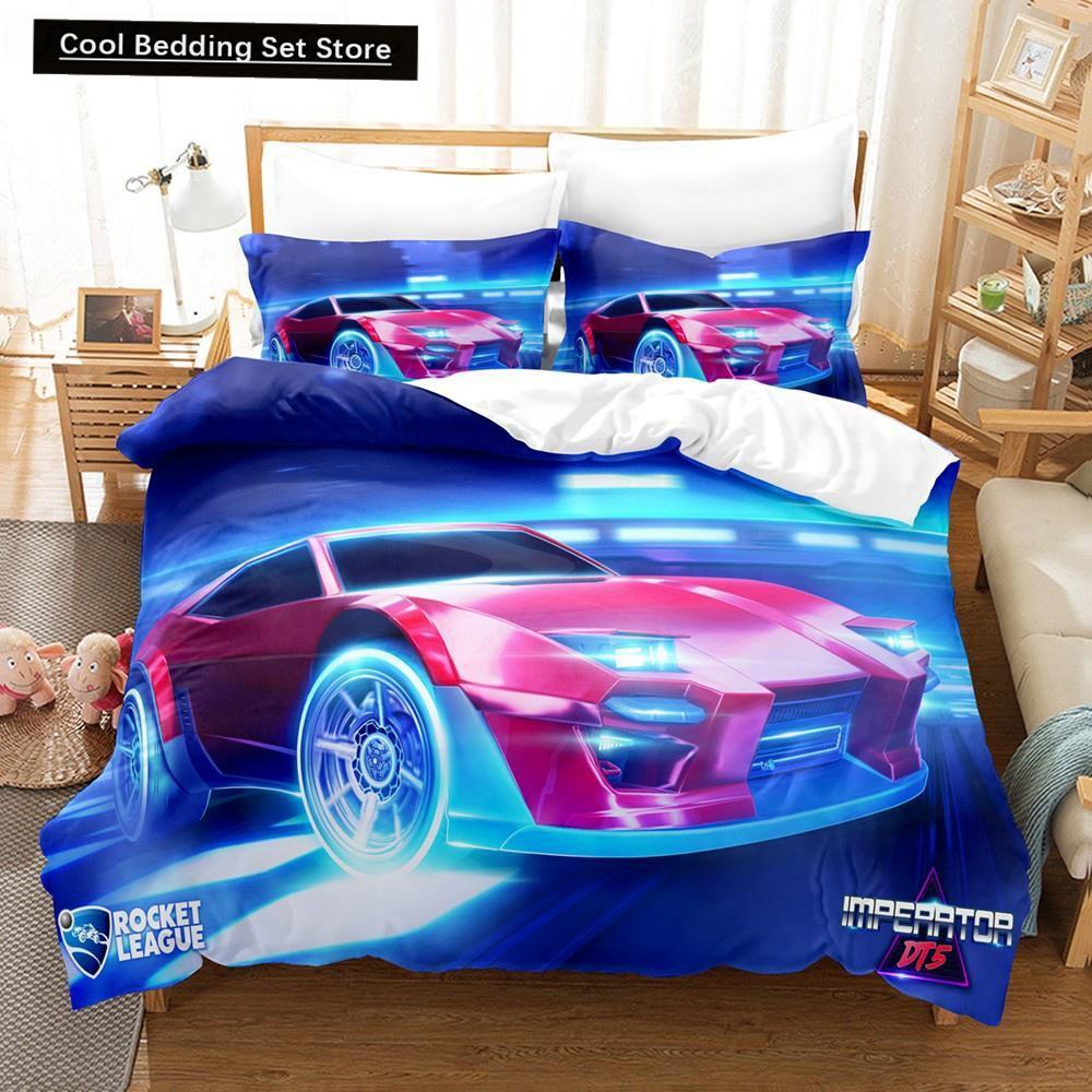 Новый комплект постельного белья Rocket League, покрывало для односпальной кровати, двуспальной кровати размера Queen King Size, комплект постельного белья Rocket League для детей, мальчиков, спальня, пододеяльник