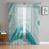 Marble Texture Turquoise Window Curtains Sheer Chiffon Tulle Curtain Home Living Room Backdrop Decoration