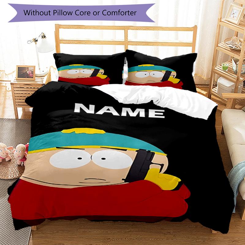 3pcs Custom Name South Park Bedding Set Duvet Cover Closure Includes 1 Duvet Cover & 2 Pillowcases, Soft and Comfortable for All Seasons.