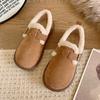 Fashion Autumn Winter Women Shoes Casual Flat Shoes Women Moccasins Soft Loafers Fashion Comfort Warm Plush Slip On Female Cotton Shoes