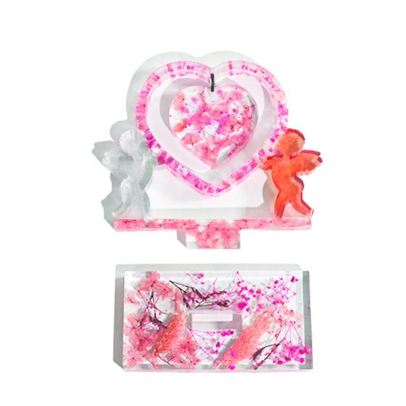 DIY Silicone Mold Heart Photo Cupids Frames Molds Beautiful Heart Shaped Frames Mould for Home Office Table Ornaments