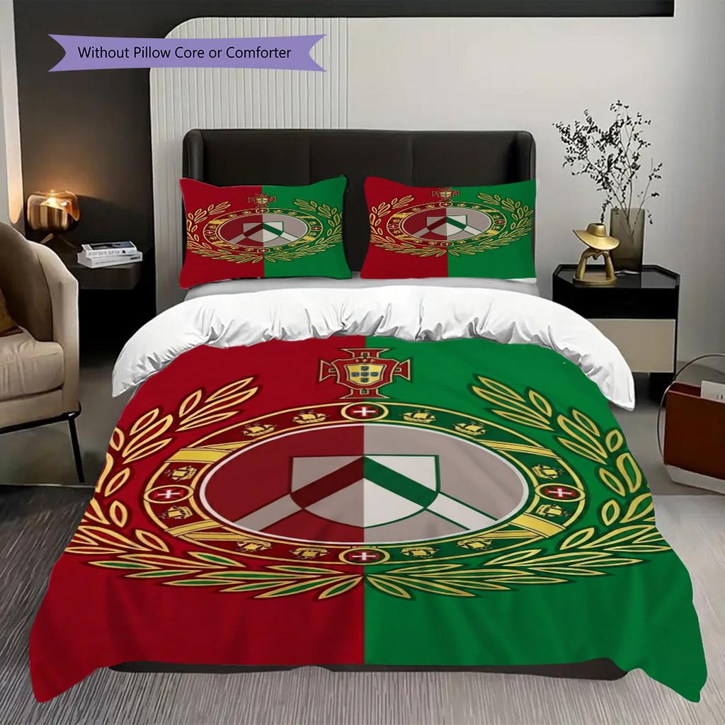 National Emblem Portugal Bedding (1 * duvet cover + 2 * pillowcase, without core) Christmas birthday gift Duvet cover and pillowcase