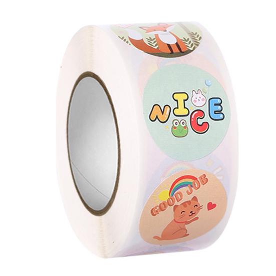 1 Roll Stickers Waterproof Without Residue Exquisite Great Stickiness DIY Eye-catching Cute Cartoon Animals Stickers for Students