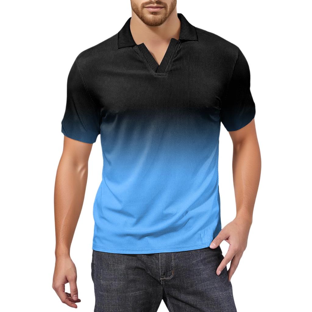 Мужская модная футболка для гольфа с коротким рукавом и V-образным вырезом