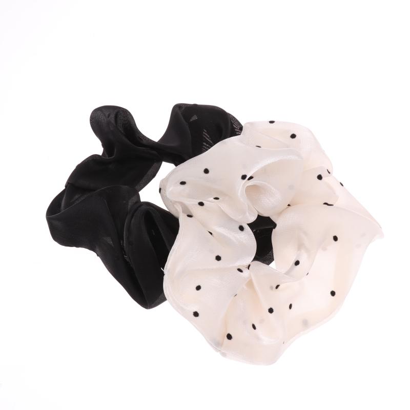 Women Oversized Scrunchies  Dot Point Mesh Hair Rope Large Fabric Elastic Hair Band Ponytail Holder Headwear