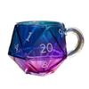 Rainbow D20 Dice Mug with Handle Colorful Polyhedral Glass Coffee Cup for Gamers Unique Gift for Tabletop RPG Fantasy Enthusiasts