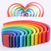 12 Pcs Rainbow Baby Toys Wooden Rainbow Stacker Nesting Blocker Creative Blocks Educational Toys