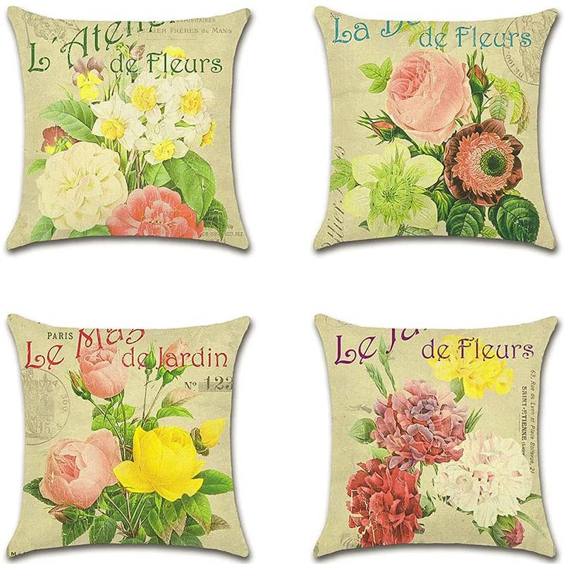 Ретро Растение Цветочный Принт Лен Наволочка Дом Гостиная Диван Автомобильная Подушка