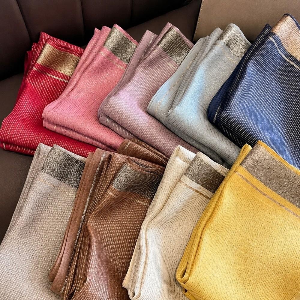 Elegant Imitation Silk Scarf Large Size Border Shawl Lightweight Soft Silky Scarf Autumn Winter